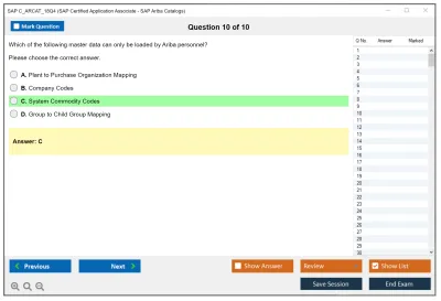 SAP C_ARCAT_18Q4 SAP Certified Application Associate - SAP Ariba Catalogs Practice test exam simulator test engine exam Prep practice test questions answers Image 10