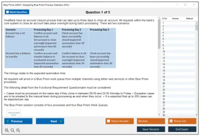 Blue Prism ASD01 Designing Blue Prism Process Solutions Practice test exam simulator test engine exam Prep practice test questions answers Image 1