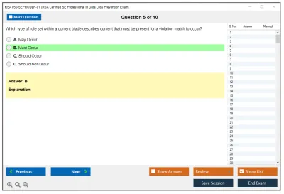 RSA 050-SEPRODLP-01 RSA Certified SE Professional in Data Loss Prevention Exam Practice test exam simulator test engine exam Prep practice test questions answers Image 5