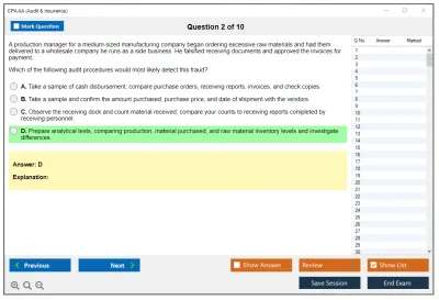 CPA AA Audit & Insurance Practice test exam simulator test engine exam Prep practice test questions answers Image 2