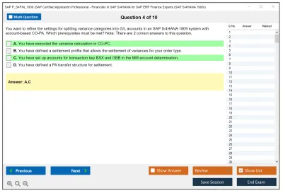 SAP P_S4FIN_1909 SAP Certified Application Professional - Financials in SAP S/4HANA for SAP ERP Finance Experts (SAP S/4HANA 1909) Practice test exam simulator test engine exam Prep practice test questions answers Image 4