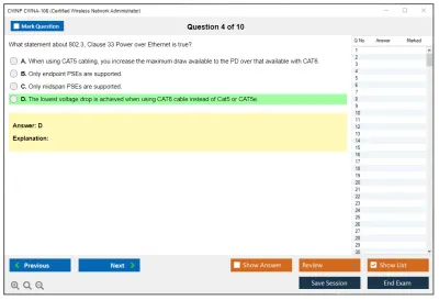 CWNP CWNA-108 Certified Wireless Network Administrator Practice test exam simulator test engine exam Prep practice test questions answers Image 4