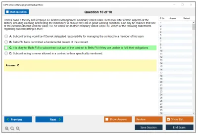 CIPS L5M3 Managing Contractual Risk Practice test exam simulator test engine exam Prep practice test questions answers Image 10