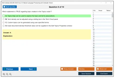 SAS Institute A00-405 SAS Viya 3.5 Natural Language Processing and Computer Vision Practice test exam simulator test engine exam Prep practice test questions answers Image 9