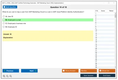 SAP C_HYMC_1802 SAP Certified Technology - SAP Marketing Cloud (1802) Implementation Practice test exam simulator test engine exam Prep practice test questions answers Image 10