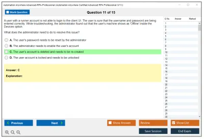 Automation Anywhere Advanced-RPA-Professional Automation Anywhere Certified Advanced RPA Professional (V11) Practice test exam simulator test engine exam Prep practice test questions answers Image 11