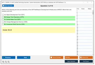 SAP C_TADM55_74 SAP Certified Technology Associate - System Administration (SAP HANA as a database) with SAP NetWeaver 7.4 Practice test exam simulator test engine exam Prep practice test questions answers Image 3