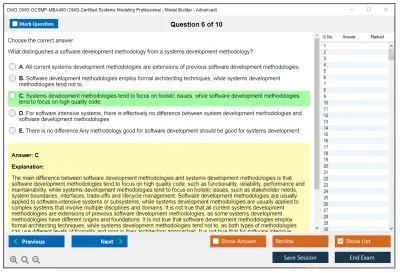 OMG OMG-OCSMP-MBA400 OMG-Certified Systems Modeling Professional - Model Builder – Advanced Practice test exam simulator test engine exam Prep practice test questions answers Image 6