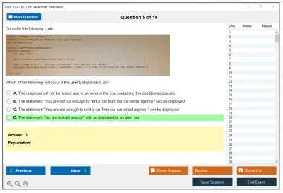 CIW 1D0-735 CIW JavaScript Specialist Practice test exam simulator test engine exam Prep practice test questions answers Image 5