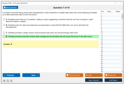 Teradata TDBL1-16.00 Associate Exam Practice test exam simulator test engine exam Prep practice test questions answers Image 7