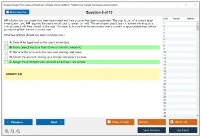 Google Google-Workspace-Administrator Google Cloud Certified - Professional Google Workspace Administrator Practice test exam simulator test engine exam Prep practice test questions answers Image 5