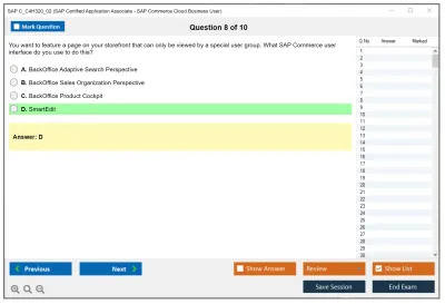 SAP C_C4H320_02 SAP Certified Application Associate - SAP Commerce Cloud Business User Practice test exam simulator test engine exam Prep practice test questions answers Image 8