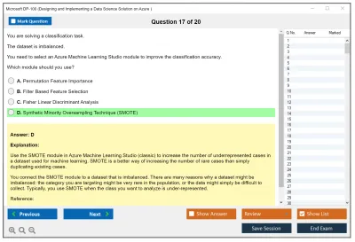 Microsoft DP-100 Designing and Implementing a Data Science Solution on Azure Practice test exam simulator test engine exam Prep practice test questions answers Image 17