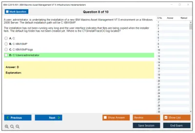 IBM C2010-501 IBM Maximo Asset Management V7.5 Infrastructure Implementation Practice test exam simulator test engine exam Prep practice test questions answers Image 8