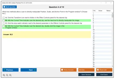 Adobe 9A0-409 Adobe Premiere Pro CC 2015 ACE Practice test exam simulator test engine exam Prep practice test questions answers Image 4