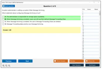 Avaya 7304 Avaya CallPilot Maintenance Practice test exam simulator test engine exam Prep practice test questions answers Image 2