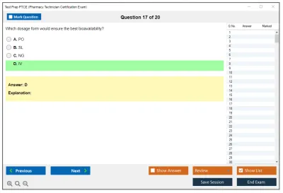 Test Prep PTCE Pharmacy Technician Certification Exam Practice test exam simulator test engine exam Prep practice test questions answers Image 17
