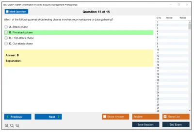 ISC2 CISSP-ISSMP Information Systems Security Management Professional Practice test exam simulator test engine exam Prep practice test questions answers Image 15