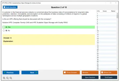 HP HPE2-CP08 Implementing Object Storage for Active Archive Practice test exam simulator test engine exam Prep practice test questions answers Image 2