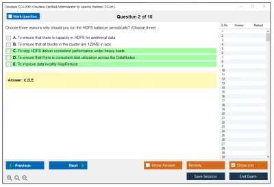 Cloudera CCA-500 Cloudera Certified Administrator for Apache Hadoop (CCAH) Practice test exam simulator test engine exam Prep practice test questions answers Image 2