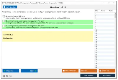 SAP C_THR86_2205 SAP Certified Application AssociateSAP SuccessFactors Compensation 1H/2022 Practice test exam simulator test engine exam Prep practice test questions answers Image 1