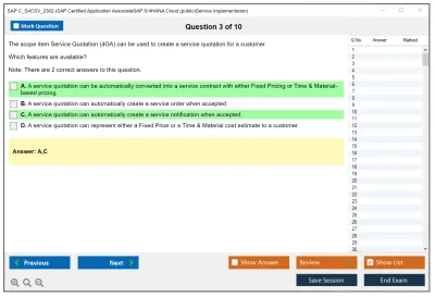 SAP C_S4CSV_2302 SAP Certified Application AssociateSAP S/4HANA Cloud (public)Service Implementation Practice test exam simulator test engine exam Prep practice test questions answers Image 3