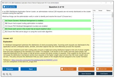 IBM C9510-418 IBM WebSphere Application Server Network Deployment V9.0 Core Administration Practice test exam simulator test engine exam Prep practice test questions answers Image 2
