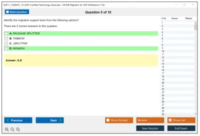 SAP C_TADM70_19 SAP Certified Technology Associate - OS/DB Migration for SAP NetWeaver 7.52 Practice test exam simulator test engine exam Prep practice test questions answers Image 5