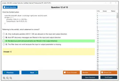 Juniper JN0-660 Juniper Networks Certified Internet Professional SP (JNCIP-SP) Practice test exam simulator test engine exam Prep practice test questions answers Image 12