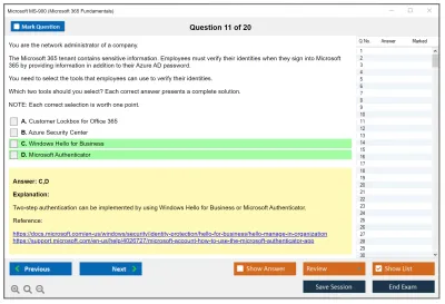 Microsoft MS-900 Microsoft 365 Fundamentals Practice test exam simulator test engine exam Prep practice test questions answers Image 11