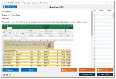 Microsoft 77-727 Excel 2016: Core Data Analysis, Manipulation, and Presentation Practice test exam simulator test engine exam Prep practice test questions answers Image 5