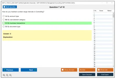 SAP C_TS4CO_2020 SAP Certified Application Associate - SAP S/4HANA for Management Accounting (SAP S/4HANA 2020) Practice test exam simulator test engine exam Prep practice test questions answers Image 7