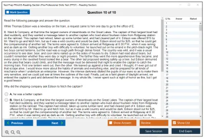 Test Prep PRAXIS-Reading-Section Pre-Professional Skills Test (PPST) - Reading Section Practice test exam simulator test engine exam Prep practice test questions answers Image 10