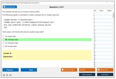 SAS Institute A00-280 Clinical Trials Programming Using SAS 9 Practice test exam simulator test engine exam Prep practice test questions answers Image 3