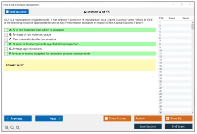 Cima E3 E3 - Strategic Management Practice test exam simulator test engine exam Prep practice test questions answers Image 4