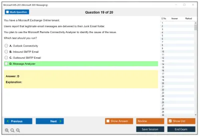 Microsoft MS-203 Microsoft 365 Messaging Practice test exam simulator test engine exam Prep practice test questions answers Image 19