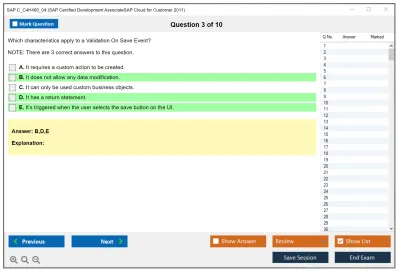 SAP C_C4H460_04 SAP Certified Development AssociateSAP Cloud for Customer 2011 Practice test exam simulator test engine exam Prep practice test questions answers Image 3