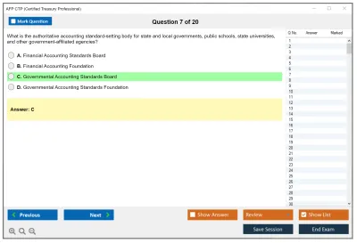 AFP CTP Certified Treasury Professional Practice test exam simulator test engine exam Prep practice test questions answers Image 7