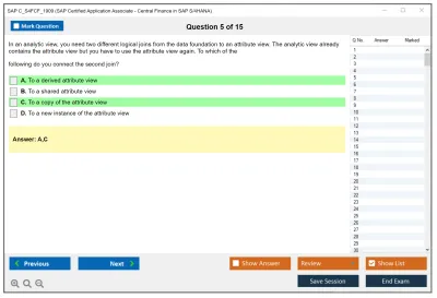 SAP C_S4FCF_1909 SAP Certified Application Associate - Central Finance in SAP S/4HANA Practice test exam simulator test engine exam Prep practice test questions answers Image 5