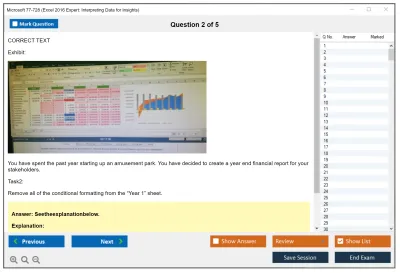 Microsoft 77-728 Excel 2016 Expert: Interpreting Data for Insights Practice test exam simulator test engine exam Prep practice test questions answers Image 2