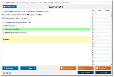 Microsoft MB6-894 Development, Extensions and Deployment for Microsoft Dynamics 365 for Finance and Operations Practice test exam simulator test engine exam Prep practice test questions answers Image 8