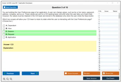 Oracle 1z0-900 Java EE 7 Application Developer Practice test exam simulator test engine exam Prep practice test questions answers Image 5