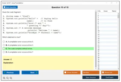 Oracle 1z0-811 Java Foundations Practice test exam simulator test engine exam Prep practice test questions answers Image 10