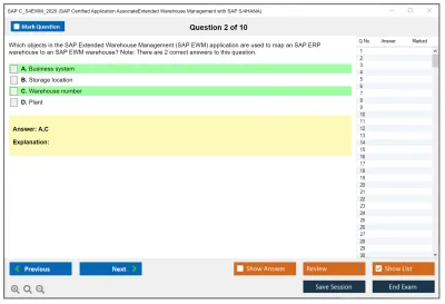 SAP C_S4EWM_2020 SAP Certified Associate - Extended Warehouse Management with SAP S/4HANA Practice test exam simulator test engine exam Prep practice test questions answers Image 2