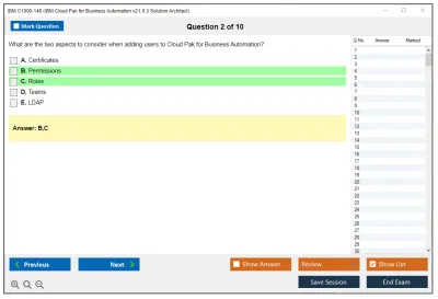 IBM C1000-148 IBM Cloud Pak for Business Automation v21.0.3 Solution Architect Practice test exam simulator test engine exam Prep practice test questions answers Image 2