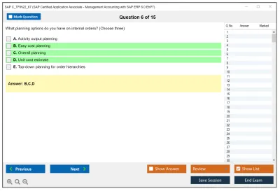 SAP C_TFIN22_67 SAP Certified Associate - Management Accounting with SAP ERP 6.0 EhP7 Practice test exam simulator test engine exam Prep practice test questions answers Image 6