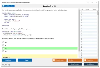 Microsoft 98-361 Software Development Fundamentals Practice test exam simulator test engine exam Prep practice test questions answers Image 7