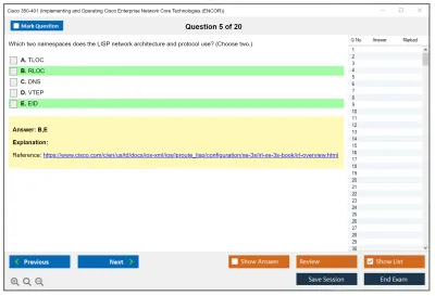 Cisco 350-401 Implementing Cisco Enterprise Network Core Technologies (350-401 ENCOR) Practice test exam simulator test engine exam Prep practice test questions answers Image 5