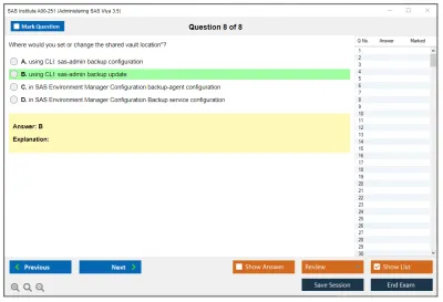 SAS Institute A00-251 Administering SAS Viya 3.5 Practice test exam simulator test engine exam Prep practice test questions answers Image 8