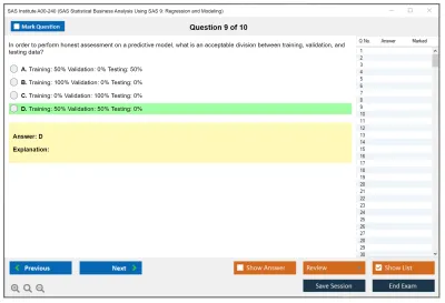 SAS Institute A00-240 SAS Statistical Business Analysis SAS9: Regression and Model Practice test exam simulator test engine exam Prep practice test questions answers Image 9